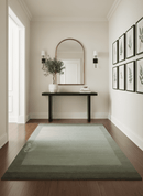 Solid Plain Ivory and Charcoal 5.6x8 wool and Art Silk Area Rug