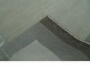 Solid Plain Ivory and Charcoal 5.6x8 wool and Art Silk Area Rug
