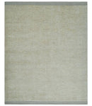 Solid plane Beige Hand Knotted 8.7x9.8 Wool Area Rug