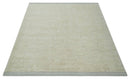 Solid plane Beige Hand Knotted 8.7x9.8 Wool Area Rug
