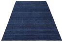 Solid Plane Navy Blue Hand knotted Modern 8x10 wool Area Rug