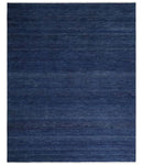 Solid Plane Navy Blue Hand knotted Modern Custom Made wool Area Rug