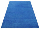 Solid Blue Contemporary Woolen Hand Tufted 8x10 wool area Rug