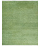 Solid Green Woolen Hand Tufted contemporary 8x10 wool Rug