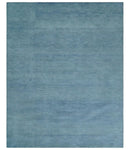 Solid Light Blue Woolen Hand Tufted 8x10 contemporary area Rug