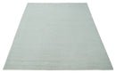 Solid plane Silver Hand Knotted 8x10 Wool Area Rug