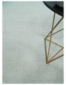 Solid plane Silver Hand Knotted 8x10 Wool Area Rug