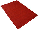 Solid Red Scandinavian 5x7 Blended Wool Flatwoven Area Rug