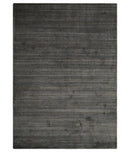 Solid Shaded Charcoal 5x7 Blended Wool Hand Woven Area Rug