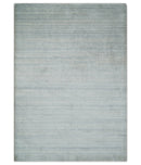 Modern Solid Silver and White  5x7 Blended Wool Hand woven Area Rug