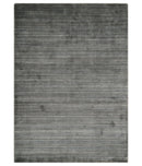 Modern Solid Silver and Charcoal Shaded 5x7 Blended Wool Area Rug