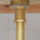 Solid Unlacquered Brass P-trap and Sink Stopper, Push Up Button, Pop Up Drain, Brass Water Trap