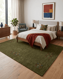 Solid with Border Patterns Hand Loomed Wool Area Rug
