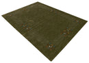 Solid with Border Patterns Hand Loomed Wool Area Rug