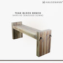 Haussmann Teak Block Bench 48x12x19 in Height KD Grey Oil