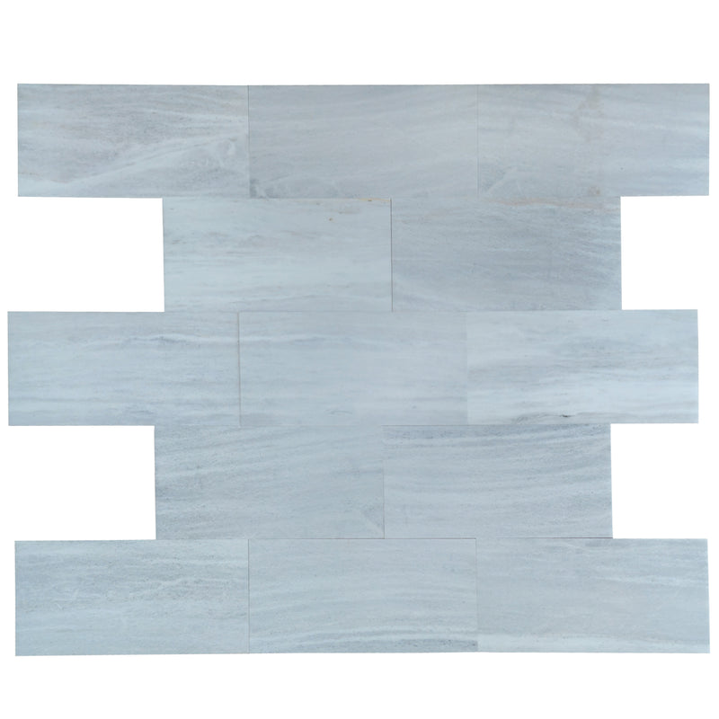 solto white stone marble polished 12x24 13 tiles top view