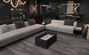 Black Marble Coffee Table with Built-in Fireplace