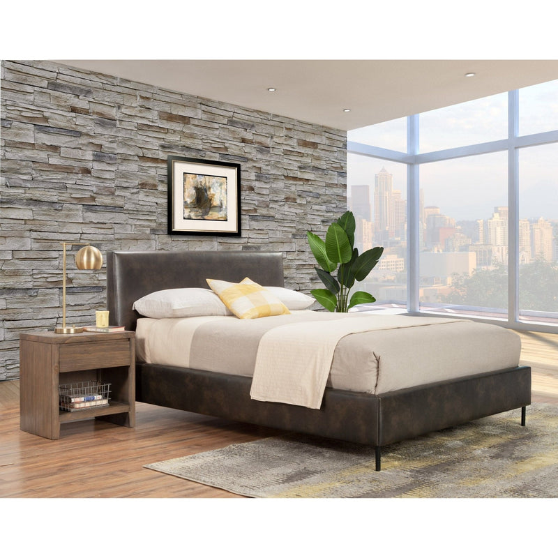 Sophia Faux Leather Platform Bed, Gray