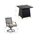 Sophia & William Outdoor Gas Fire Pit Table Set W/ Cushioned Swivel Dining Chairs, 5PCS (SAK63872)
