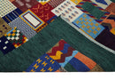 5x7 Multicolor Shapes Modern loop and cut Wool Hand Woven Rug