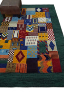 5x7 Multicolor Shapes Modern loop and cut Wool Hand Woven Rug