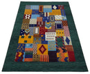 5x7 Multicolor Shapes Modern loop and cut Wool Hand Woven Rug