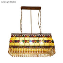 Southeast asian stained glass crystal pendant light rectangle living room