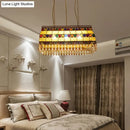 Southeast asian stained glass crystal pendant light rectangle living room