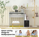 Space-Saving Computer Desk with Drawer and Storage Shelves