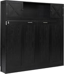 Full Size Murphy Cabinet Bed With Storage Shelf Black