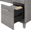 Spacious Home Office Desk with Drawers in Gray