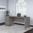 Spacious Home Office Desk with Drawers in Gray