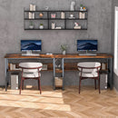 Spacious Two Person Desk with Power Strips and Shelves