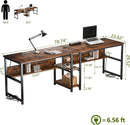 Spacious Two Person Desk with Power Strips and Shelves