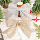 Sparkling gold & white diamond bow pendant holiday tree decor living room