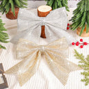 Sparkling gold & white diamond bow pendant holiday tree decor living room