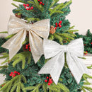 Sparkling gold & white diamond bow pendant holiday tree decor living room