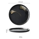 Speckled black and white ceramic round dinner plate dining room