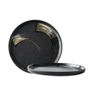 Speckled black and white ceramic round dinner plate dining room