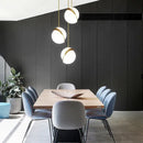 Spherical white and gold lustre led pendant light living room