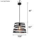 Spiral spring suspension pendant light black & white dining room