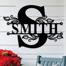 Split Initial Scroll Family Name Sign