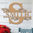 Split Initial Scroll Family Name Sign