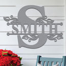 Split Initial Scroll Family Name Sign