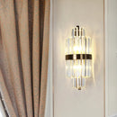 DecorBites™ Spool Wall Sconce Light - Modern Faceted Clear Crystal Prism - 2 Lights - Brass Finish