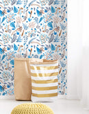 Spring Blue Watercolor Leaves Wallpaper