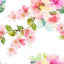 Spring Floral Watercolor on White Background Wallpaper Mural