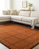 Siarl Burnt Orange Checkered Area Rug