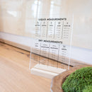 Clear Acrylic Kitchen Conversion Chart