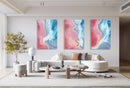 Pink and Blue Pattern Set of 3 Prints Modern Wall Art Modern Artwork